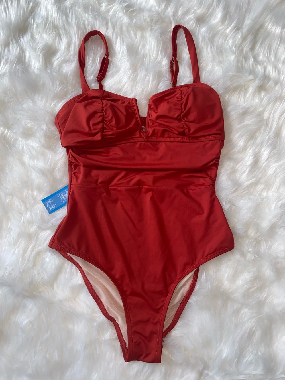 Cupshe One Piece Swimsuit Ruched Strappy Bathing Suit NWT Size M